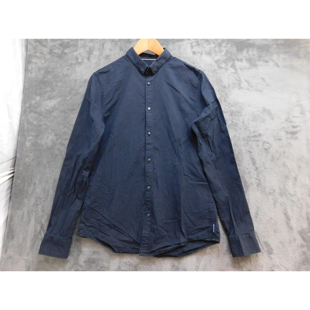 Armani Exchange Shirt Mens M Blue Striped Long Sleeve Button Up Slim Cotton